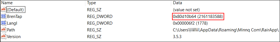 Registry key