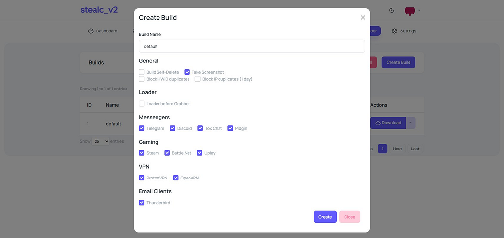 Builder configuration