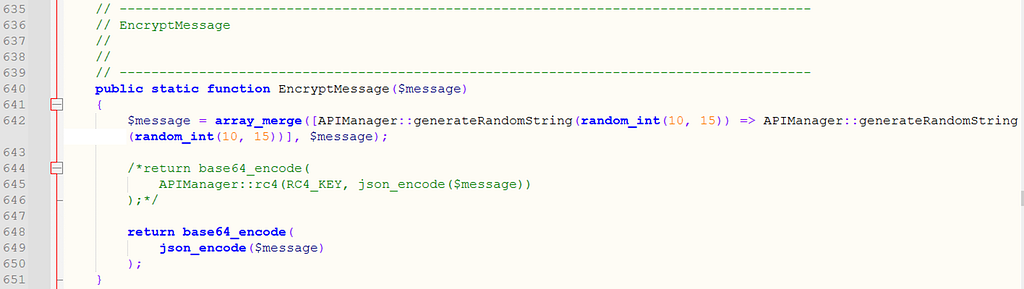 The RC4 algorithm that is commented out