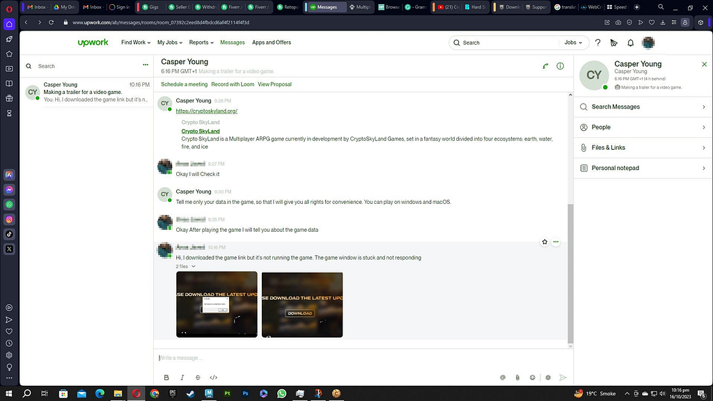 The worker lured the victim on UpWork into downloading and running the launcher