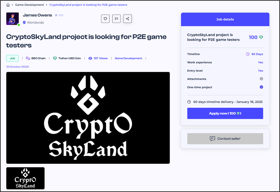 Fake job recruitment post on Hyve