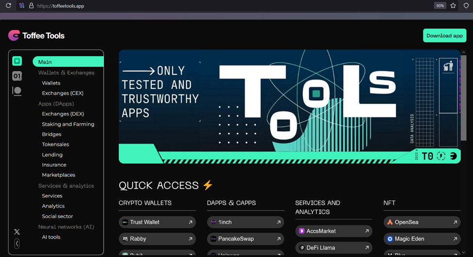 Landing page of Toffee project (1)