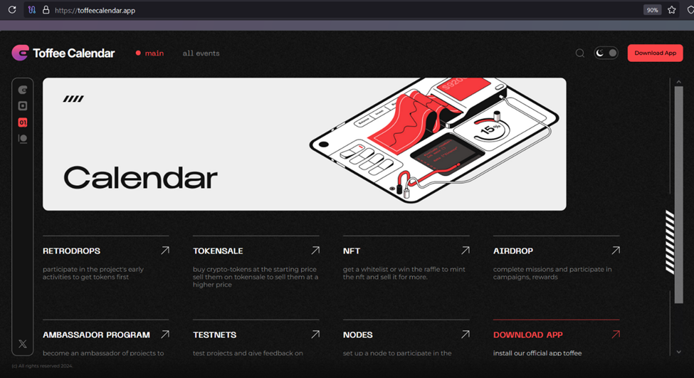 Landing page of Toffee project (2)