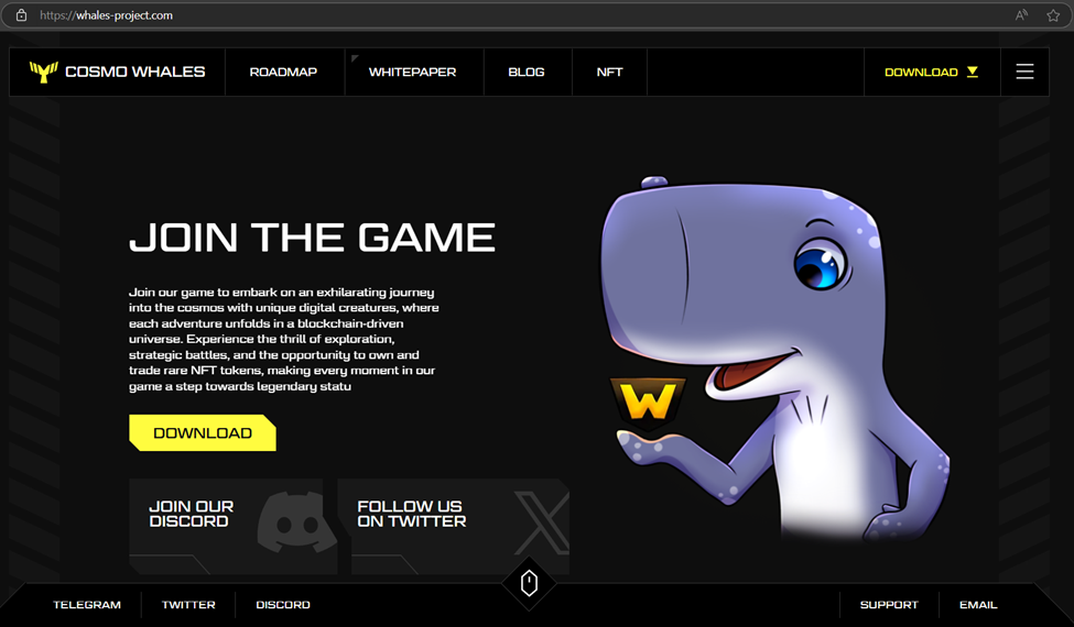 Whales Project landing page