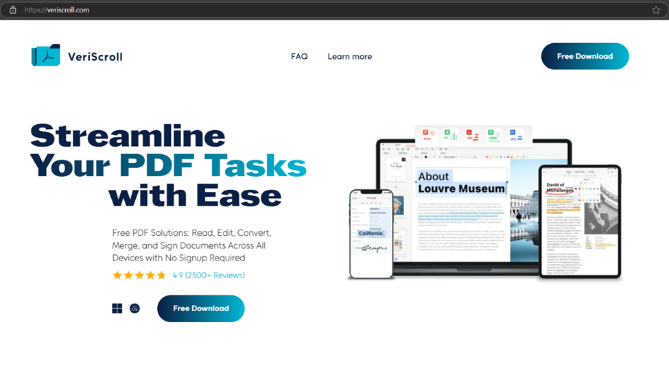 PDF Reader landing page