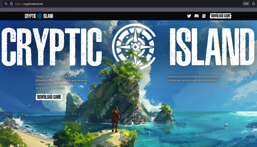 Cryptic Cave landing page