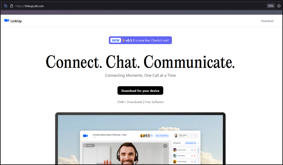 Linkup meeting software landing page