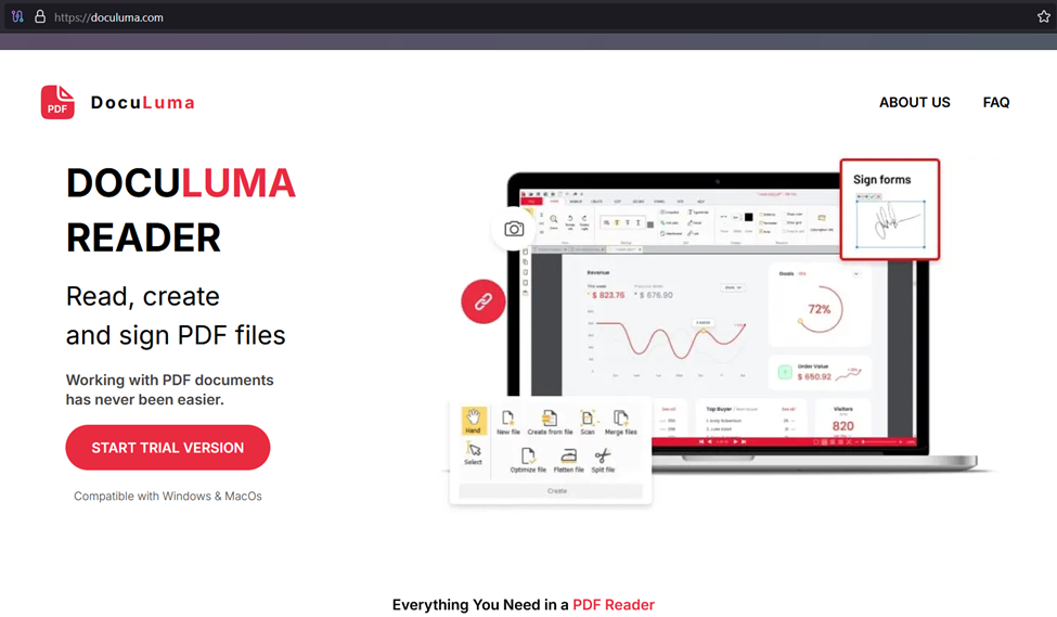 Doculuma PDF Reader Landing Page