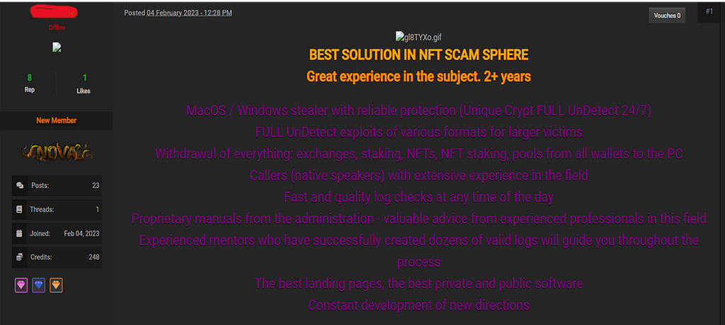 Rebranded advertisement on Nulled (December 2024, Source: Wayback Machine from archive.org)