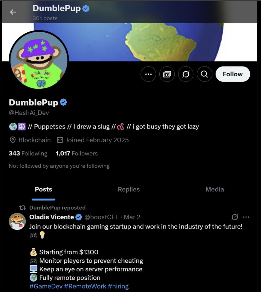 Worker account on X