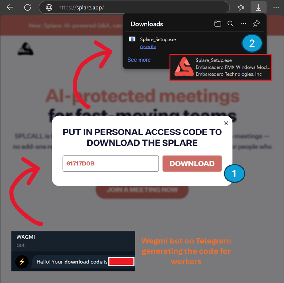 Landing page serving the payload