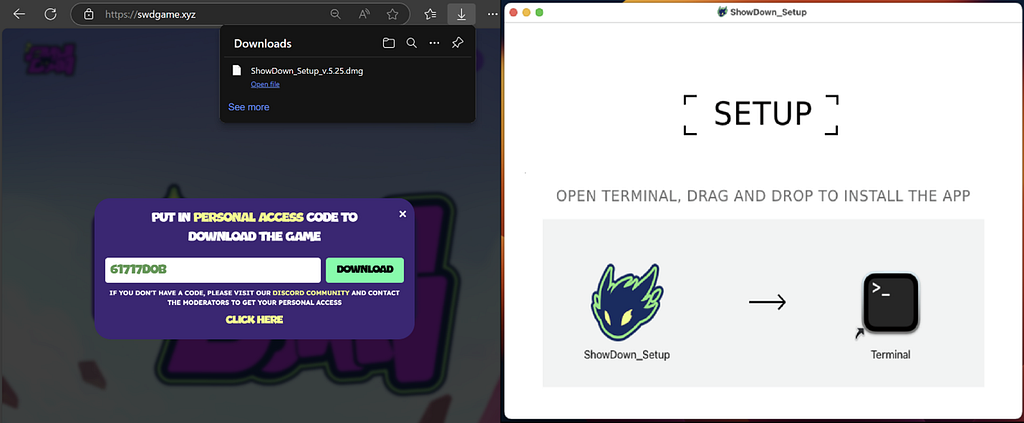MacOS payload delivery (fake Takedown Legends)