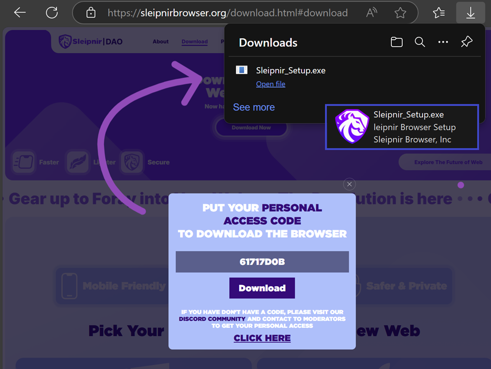 Landing page serving the old Windows payload